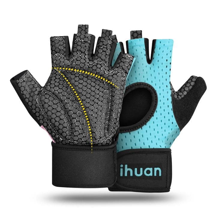 ihuan Breathable Weight Lifting Gloves: Fingerless Wrist Support | Enhanced Grip for Fitness Training — green
