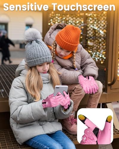 RIGWARL Kids Winter Touchscreen Gloves, Water-Resistant for Ages 3-15 Cold Weather Sports