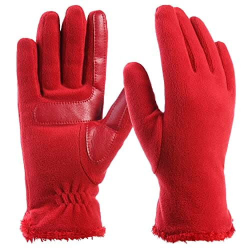 Isotoner Women's Stretch Fleece Gloves with Microluxe Liner & Smart Touch — Chili -Recycled and Smartdri