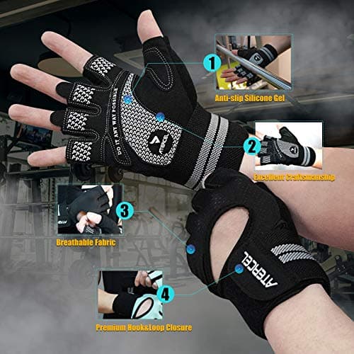 ATERCEL Breathable Weight Lifting Gloves with Wrist Support for Gym Exercise