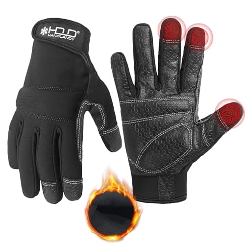 HANDLANDY Touch Screen Utility Gloves for Men & Women — Black- Insulated