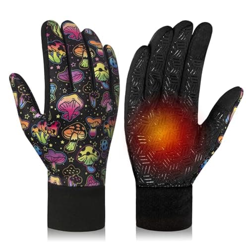 RIGWARL Upgraded Wool Winter Gloves, Waterproof & Touch Screen Compatible, Perfect Gifts for Men and Women — 112 Plus-(75% Warm&water-resistant)-colorful Mushroom