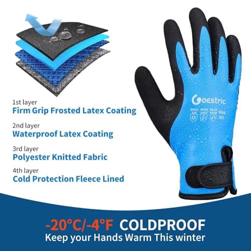 GOESTRIC Winter Work Gloves, 100% Waterproof & Grippy for Men & Women