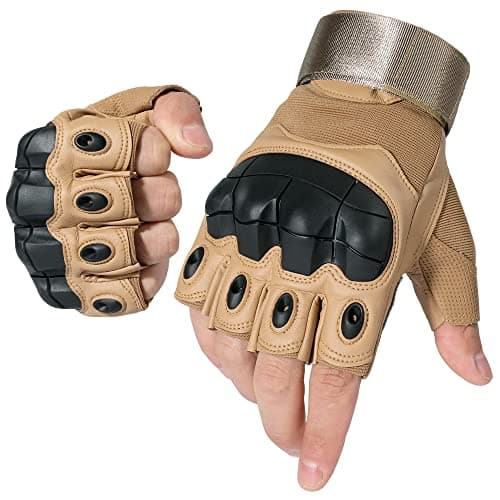 Tactical Fingerless Gloves for Motorbike & Motorcycle Riding — # Brown
