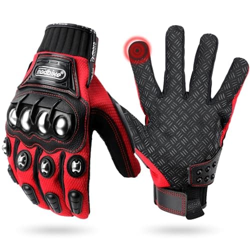 Air Flow Motorcycle Gloves for BMX, MX, ATV, MTB Racing — Red