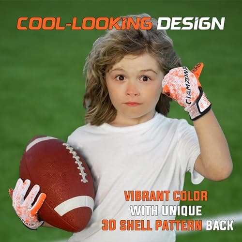 Youth Flag Football Gloves for Kids with Sticky Grip - Snug Fit