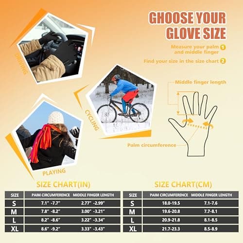 ihuanWinter Waterproof Gloves for Men & Women - Cold Weather Touchscreen Friendly Ski Running Cycling