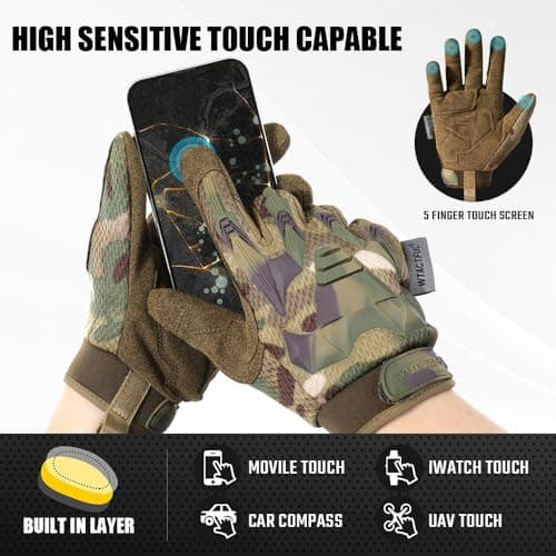TACTICAL RUBBER GUARDS FOR MEN, BREATHABLE & TOUCHSCREEN CAPABLE Outdoor Gloves