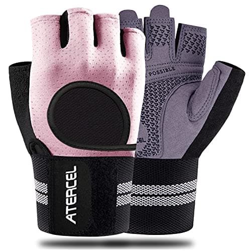 ATERCEL Breathable Weight Lifting Gloves with Wrist Support for Gym Exercise — Pink