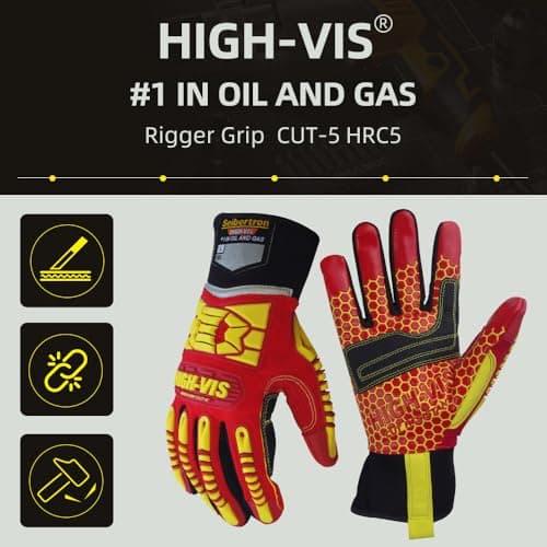 Seibertron HIGH-VIS Rigger Cut5 Gloves CE EN388 Oil & Gas Drilling Protection