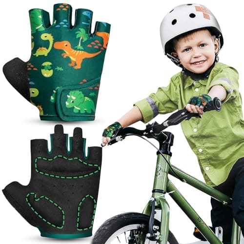 RIGWARL Kids' Protective Cycling Gloves for Hiking, Camping, Fishing — Green