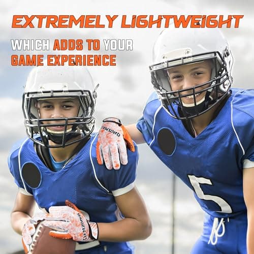 Youth Flag Football Gloves for Kids with Sticky Grip - Snug Fit