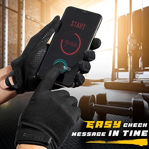 FREETOO Lightweight Full-Finger Workout Gloves for Men - Padded Weightlifting and Gym Training with Excellent Grip and Palm Protection