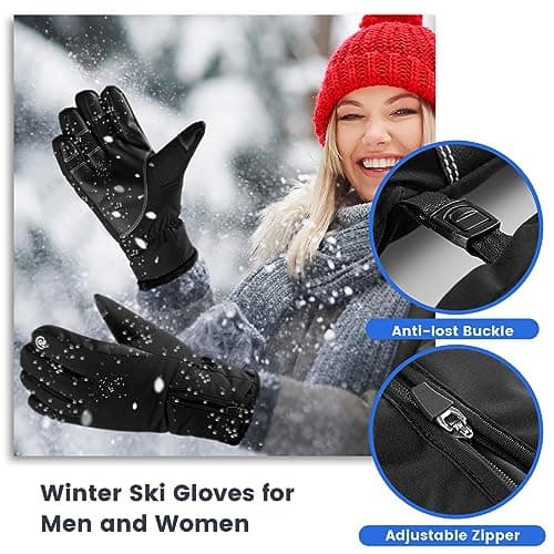 Pleneal Winter Ski Gloves Windproof Waterproof Touchscreen Anti-Slip Warm