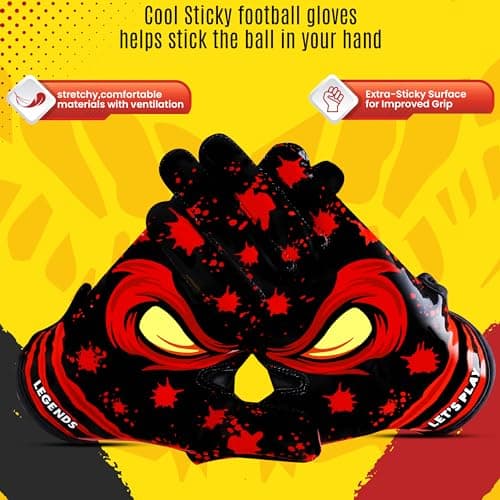 Crimson Pro Ball Feel Football Gloves for Youth & Men | Top Notch Receiver Gloves