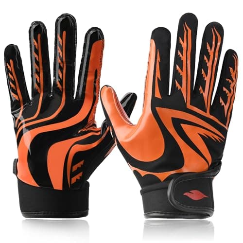 Youth Football Gloves with Enhanced Grip Silicone — Sporty Orange