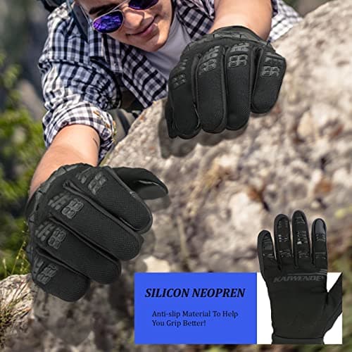 Men's Touch-Screen Dirt Bike Gloves - Black, Small, Motocross MTB Off-Road