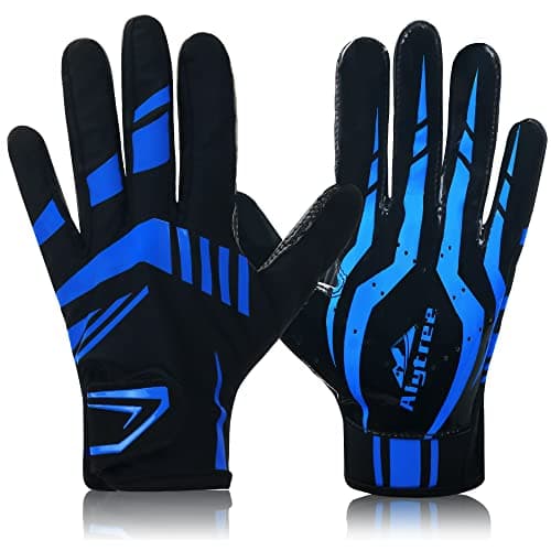 Children's No-Slip Football Gloves, Enhanced Silicone, Adjustable Fit (Blue-Black M/L)
