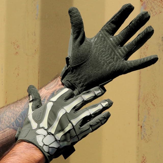 Reaper Ghost Green Skeleton Gloves - Lightweight for Airsoft, Paintball, Cycling & More (Large)