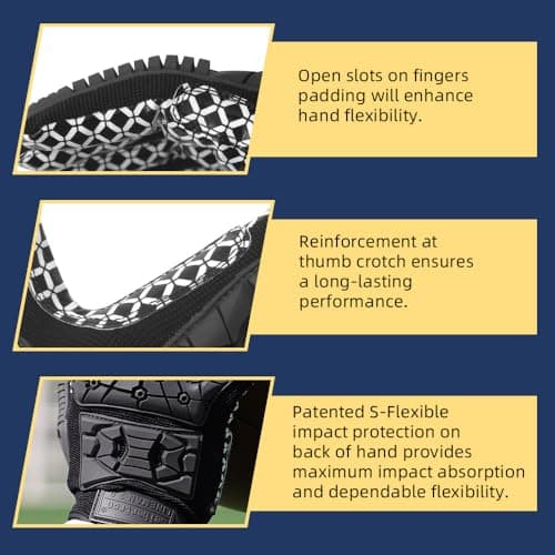 Seibertron Lineman 2.0 Padded Palm Football Gloves, TPR Protection Adult & Youth Sizes