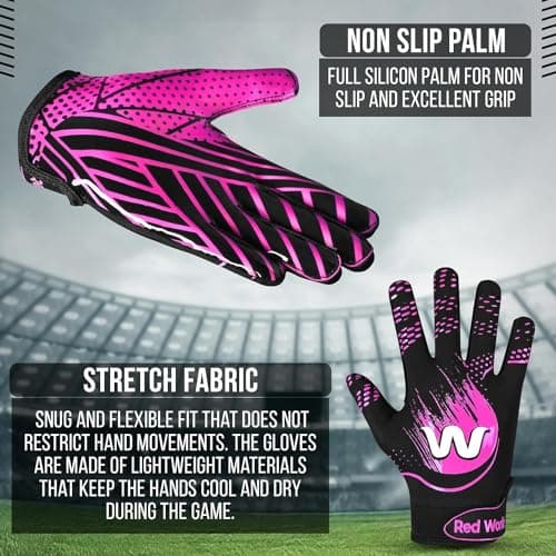 RED WORLD Football Gloves for Youth & Adult, Sticky Receiver Gloves Enhanced Performance