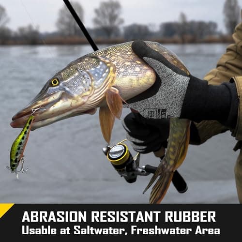 COOLJOB Cut Resistant Fishing Gloves for Men with Nitrile Coating, Touchscreen Friendly, Grey, Medium