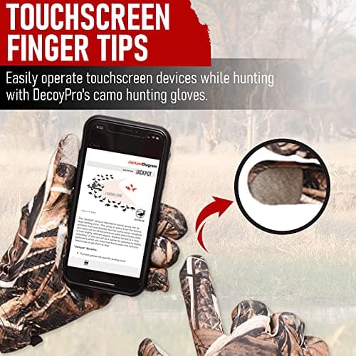 DecoyPro Men's Camo Touchscreen Hunting Gloves - Lightweight, High-Performance L/XL