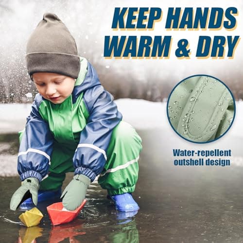 RIGWARL Winter Waterproof Kids Mittens Light Blue