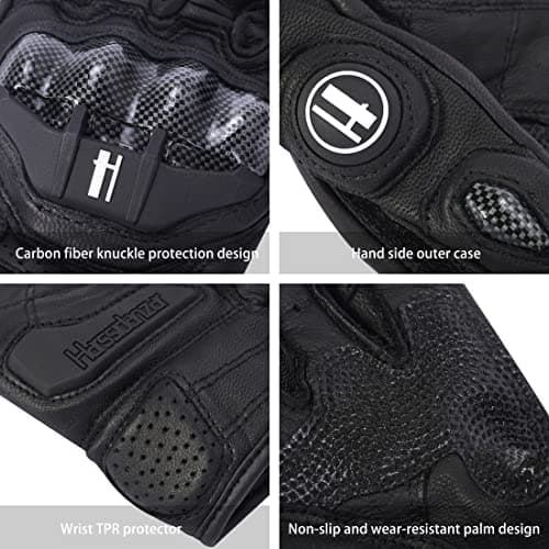 Harssidanzar Breathable Leather Motorcycle Gloves for Men & Women - Touchscreen Compatible KM046