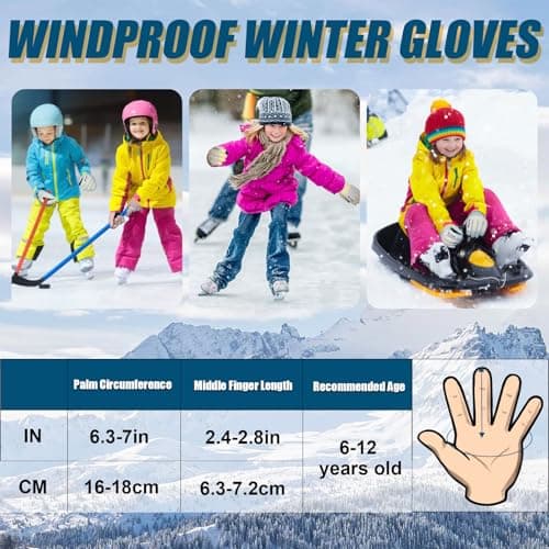 RIGWARL Kids' Touch Screen Winter Cycling Gloves Warm Windproof Waterproof Thermal
