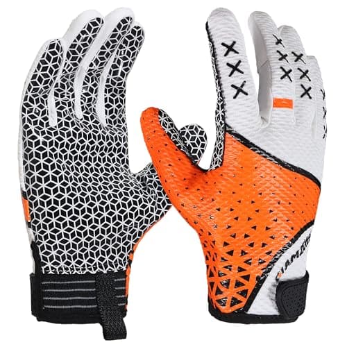 Youth High Grip Football Gloves for Kids Stretch Fit — Orange&White