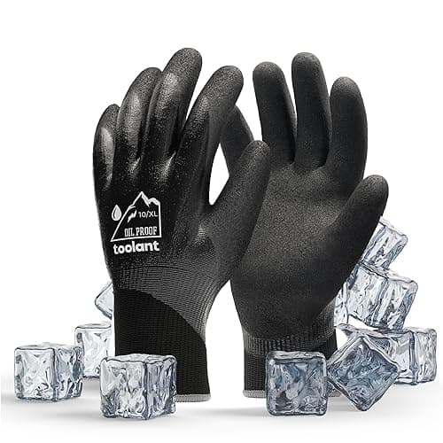 100% Waterproof Gloves for Men and Women, Touchscreen, Thermal Freezer Work Gloves, Blue, X-Large — Black