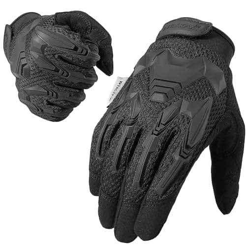 TACTICAL RUBBER GUARDS FOR MEN, BREATHABLE & TOUCHSCREEN CAPABLE Outdoor Gloves — Black