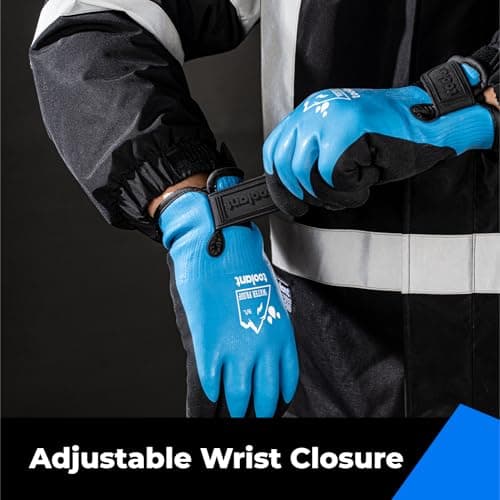 100% Waterproof Gloves for Men and Women, Touchscreen, Thermal Freezer Work Gloves, Blue, X-Large
