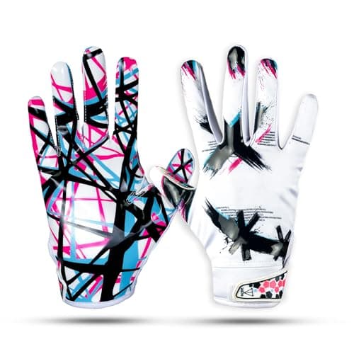Pro Grip Cross-Eyed White Gloves - Perfect for College Football - Adult & Youth Sizes