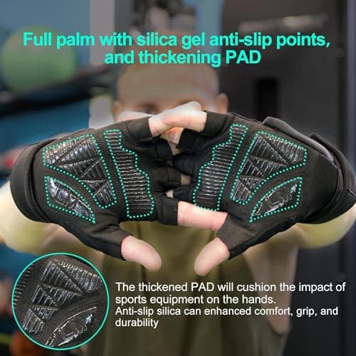 Men's Workout Gloves - Gym Weight Lifting Padded With Wrist Support & Silicone Grip