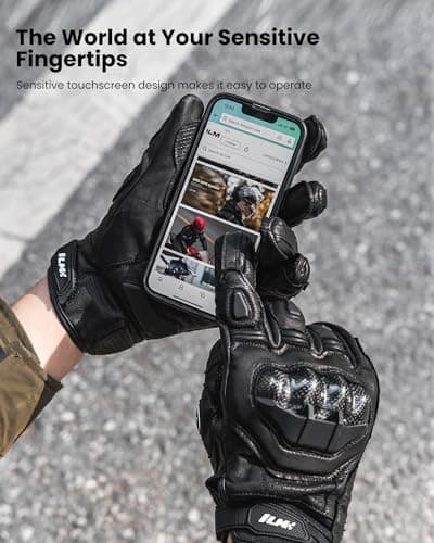 ILM Air Flow Leather Motorcycle Gloves (L, Black)