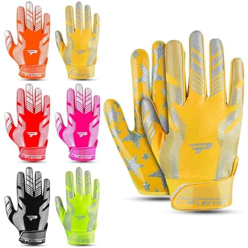 Sticky Receiver Gloves for Youth Boys 8-12 - Durable Grip, Stretch Fit, Vibrant Colors — Yellow