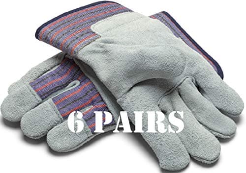 Greendale Leather & Cotton Work Gloves: 3, 6 or 12 Pack - One Size Fits Most