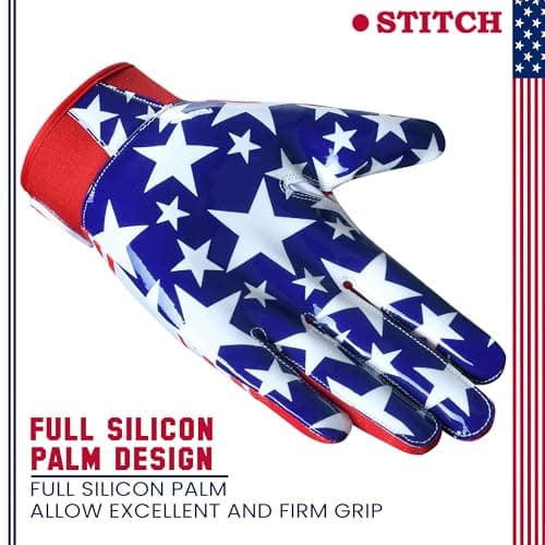 Sticky Grip USA Flag Football Gloves for Kids & Adults