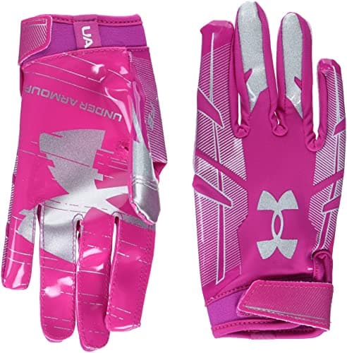 Under Armour Boys' F8 Football Gloves - Performance FIT — Tropic Pink (654)/Metallic Silver