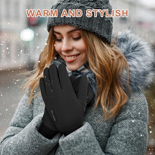 ihuanWinter Waterproof Gloves for Men & Women - Cold Weather Touchscreen Friendly Ski Running Cycling
