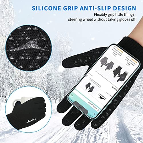 Achiou Winter Gloves for Men & Women squeezing Juice Touch Screen Anti-Slip