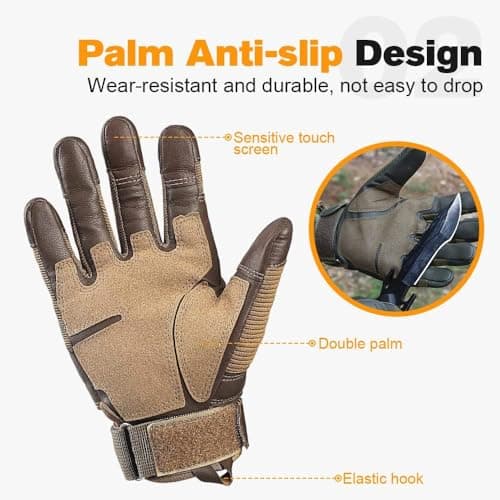 Wegodal Heavy-Duty Tactical Full-Finger Gloves for Men - Indestructible Touchscreen Camping and Motorcycle Gear