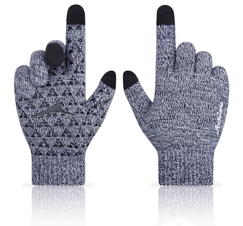 Achiou Winter Gloves for Men & Women - Touch Screen Compatible Warm Running Gloves — Light Gray