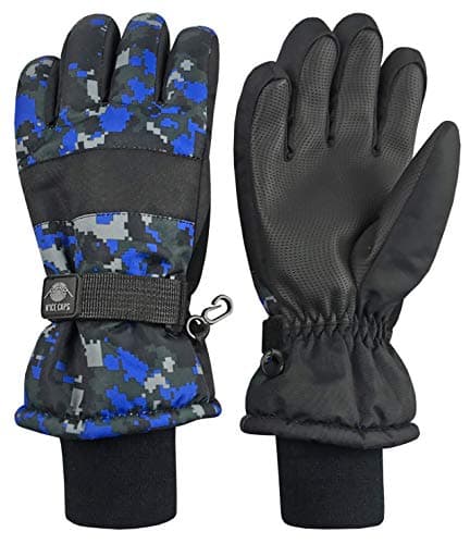 N'Ice Caps Kids' Waterproof Winter Warm Thinsulate Gloves — Royal/Olive Digital Camo