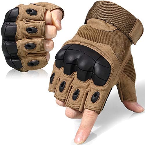 Tactical Fingerless Gloves for Motorbike & Motorcycle Riding — Brown