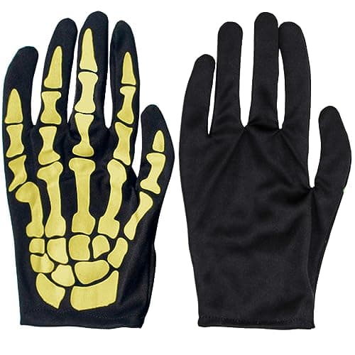 Naichuo Skeleton Gloves for Halloween Costumes (Men, Women, Kids Over 3)