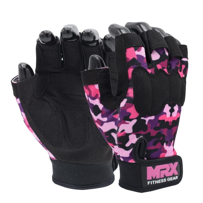 MRX Breathable Workout Gloves for Men and Women - Snug-Fit, Ideal for Weight Lifting, Cycling, Gym & More — Camo Pink