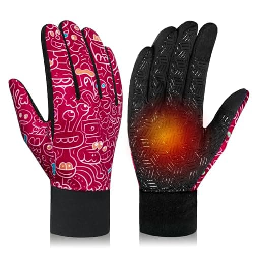 RIGWARL Upgraded Wool Winter Gloves, Waterproof & Touch Screen Compatible, Perfect Gifts for Men and Women — 112 Plus-(75% Warm&water-resistant)-red Monster